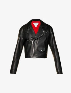 Bottega Veneta Cropped Notched-lapel Regular-fit Leather Jacket
