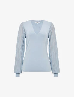 Reiss Brooklyn Balloon-sleeve Woven Top