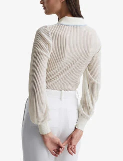 Reiss Fran Oversized Collar Woven Top -Women Clothing Store R04068257 IVORY ALT03