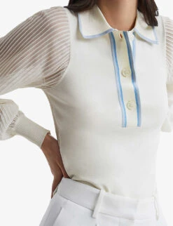 Reiss Fran Oversized Collar Woven Top -Women Clothing Store R04068257 IVORY ALT04