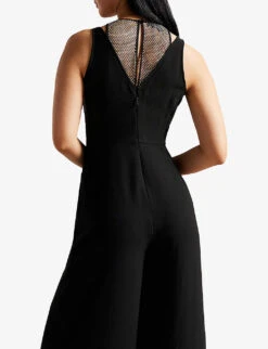 Ted Baker Janvier Crystal-embellished V-neck Woven Jumpsuit -Women Clothing Store R04070400 BLACK ALT04