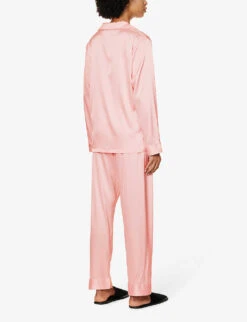 Tonal Piped Relaxed-fit Stretch-satin Pyjama Set -Women Clothing Store R04071177 ROSE ALT03