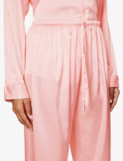 Tonal Piped Relaxed-fit Stretch-satin Pyjama Set -Women Clothing Store R04071177 ROSE ALT05