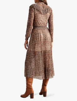 Ted Baker Debbix Floral-print Metallic-woven Midi Dress -Women Clothing Store R04072005 IVORY ALT02