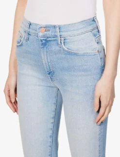 MOTHER The Weekender Frayed-hem High-rise Stretch-denim Jeans -Women Clothing Store R04074464 CALIFORNIACRUISER ALT04