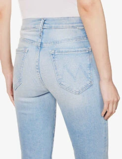 MOTHER The Weekender Frayed-hem High-rise Stretch-denim Jeans -Women Clothing Store R04074464 CALIFORNIACRUISER ALT05