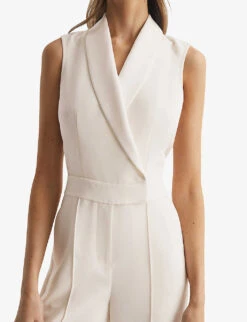 Reiss Dani Tuxedo Woven Jumpsuit -Women Clothing Store R04075257 IVORY ALT04