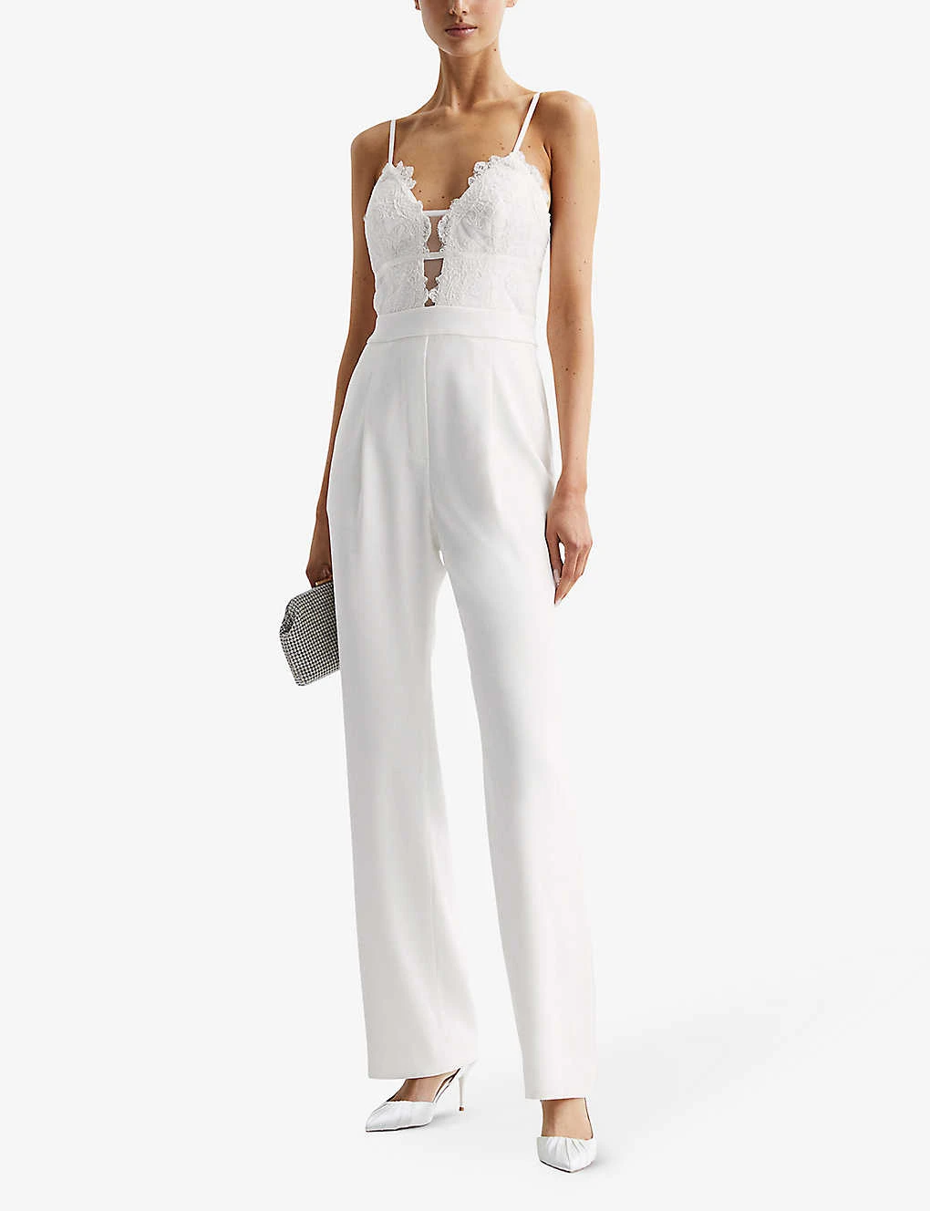 Reiss Cora Lace-bodice Stretch-woven Jumpsuit 2 Reiss Cora Lace-bodice Stretch-woven Jumpsuit - Image 2