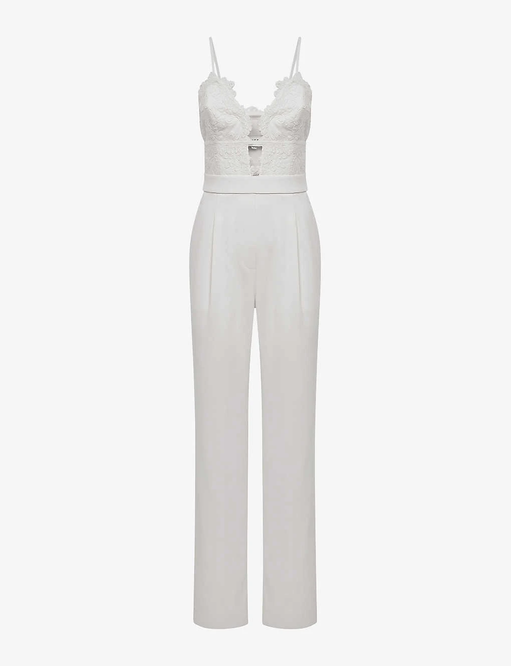 Reiss Cora Lace-bodice Stretch-woven Jumpsuit 1 Reiss Cora Lace-bodice Stretch-woven Jumpsuit