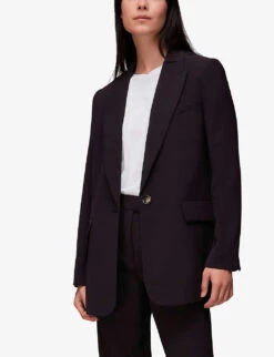 Whistles Boxy-fit Recycled-crepe Boyfriend Blazer -Women Clothing Store R04076122 PLUMCLARET ALT02