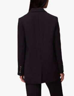 Whistles Boxy-fit Recycled-crepe Boyfriend Blazer -Women Clothing Store R04076122 PLUMCLARET ALT03