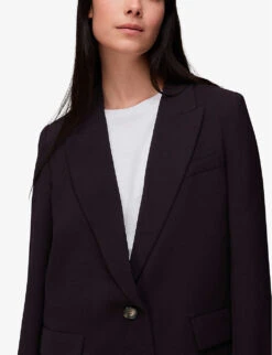 Whistles Boxy-fit Recycled-crepe Boyfriend Blazer -Women Clothing Store R04076122 PLUMCLARET ALT04