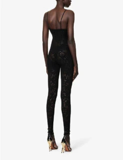 ALAIA Sweetheart-neck Semi-sheer Knitted Jumpsuit -Women Clothing Store R04076367 NOIRALAIA ALT03