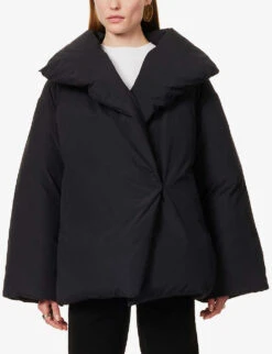 Toteme Signature Organic Cotton-blend Down Jacket -Women Clothing Store R04077077 BLACK ALT02