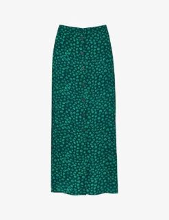 Whistles Lava Spot-print Buttoned Woven Midi Skirt
