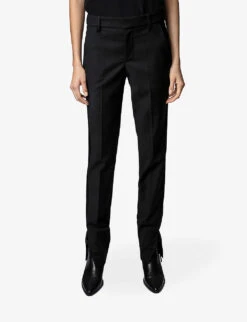 Zadig & Voltaire Prune Split Mid-rise Woven Trousers -Women Clothing Store R04077993 NOIR ALT02