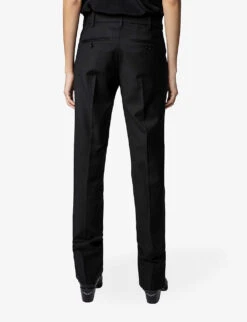 Zadig & Voltaire Prune Split Mid-rise Woven Trousers -Women Clothing Store R04077993 NOIR ALT03