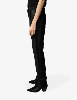 Zadig & Voltaire Prune Split Mid-rise Woven Trousers -Women Clothing Store R04077993 NOIR ALT04