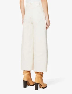 Paige Frankie Raw-hem Wide-leg High-rise Stretch-denim Jeans -Women Clothing Store R04078776 DESERTDUNEDESTRUCTED ALT03