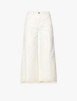 Paige Frankie Raw-hem Wide-leg High-rise Stretch-denim Jeans