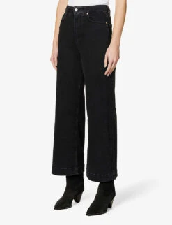 Paige Flaunt Spotlight Wide-leg High-rise Stretch-denim Jeans 9 Paige Flaunt Spotlight Wide-leg High-rise Stretch-denim Jeans -Women Clothing Store R04078778 DARKOBSIDIAN ALT02