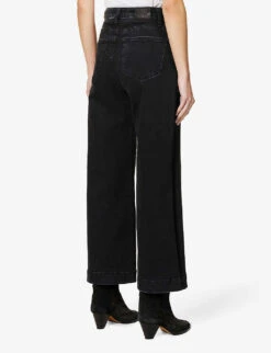 Paige Flaunt Spotlight Wide-leg High-rise Stretch-denim Jeans 10 Paige Flaunt Spotlight Wide-leg High-rise Stretch-denim Jeans -Women Clothing Store R04078778 DARKOBSIDIAN ALT03