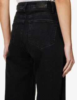 Paige Flaunt Spotlight Wide-leg High-rise Stretch-denim Jeans 12 Paige Flaunt Spotlight Wide-leg High-rise Stretch-denim Jeans -Women Clothing Store R04078778 DARKOBSIDIAN ALT05