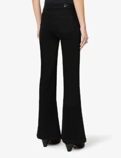 Paige Brand-patch Flared-leg High-rise Rayon-blend Jeans -Women Clothing Store R04078804 BLACKSHADOW ALT03