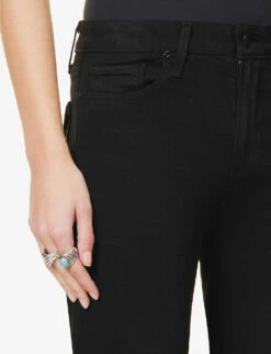 Paige Brand-patch Flared-leg High-rise Rayon-blend Jeans -Women Clothing Store R04078804 BLACKSHADOW ALT04