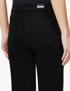 Paige Brand-patch Flared-leg High-rise Rayon-blend Jeans -Women Clothing Store R04078804 BLACKSHADOW ALT05