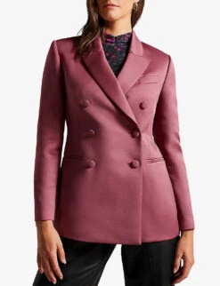 Ted Baker Seraph Double-breasted Satin Blazer -Women Clothing Store R04082042 DPPURPLE ALT02