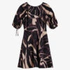 Ted Baker Gilliaa Abstract-print Puff-sleeved Woven Mini Dress