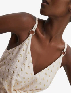 Reiss Scarlet Metallic-embroidery Woven Jumpsuit -Women Clothing Store R04082333 IVORY ALT04