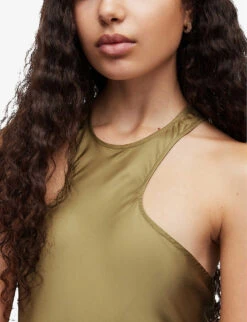 AllSaints Betina Racerback Satin Maxi Dress -Women Clothing Store R04082737 PALEOLIVEGRE ALT04