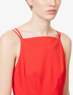 THEORY Square-neck Flared Stretch-cotton Blend Midi Dress -Women Clothing Store R04085935 GRENADINE ALT04