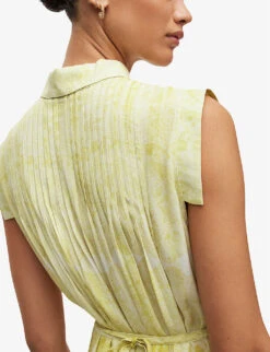 AllSaints Estrella Belted-waist High-low Hem Recycled-polyester Midi Dress -Women Clothing Store R04087350 ZESTYELLOW ALT04