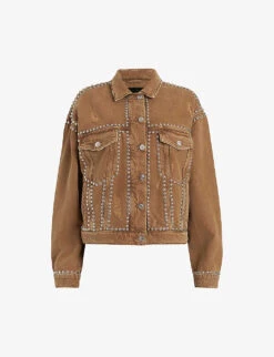 AllSaints Bella Stud-embellished Relaxed-fit Cotton-blend Jacket