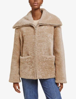 By Malina Tayla Oversized-collar Shearling Jacket -Women Clothing Store R04087791 LIGHTBEIGE ALT02