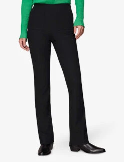 Whistles Flared High-rise Stretch-cotton Trousers -Women Clothing Store R04089120 BLACK ALT02
