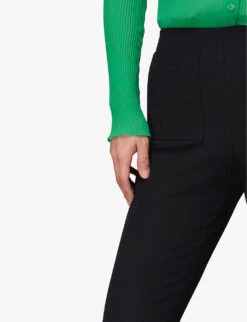 Whistles Flared High-rise Stretch-cotton Trousers -Women Clothing Store R04089120 BLACK ALT04