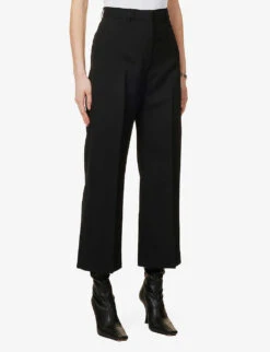 Acne Studios Straight-leg Mid-rise Cotton-blend Trousers 7 Acne Studios Straight-leg Mid-rise Cotton-blend Trousers -Women Clothing Store R04089964 BLACK ALT02