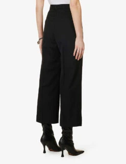 Acne Studios Straight-leg Mid-rise Cotton-blend Trousers 8 Acne Studios Straight-leg Mid-rise Cotton-blend Trousers -Women Clothing Store R04089964 BLACK ALT03