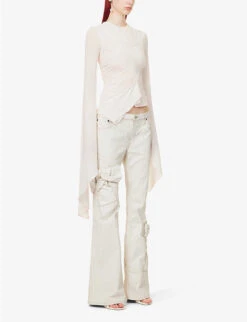 Acne Studios Heart Flared-hem Stretch-crepe Top -Women Clothing Store R04089985 DUSTYPINK ALT02