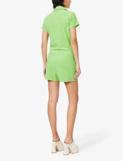 Melissa Odabash Cheryl Drawstring-waist Cotton-blend Playsuit -Women Clothing Store R04090048 LIME ALT03