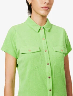 Melissa Odabash Cheryl Drawstring-waist Cotton-blend Playsuit -Women Clothing Store R04090048 LIME ALT04