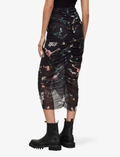 AllSaints Tessia Fabia Floral-print Polyester-blend Midi Skirt -Women Clothing Store R04090576 BLACKPINK ALT03