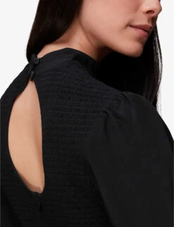 Whistles Fitted Shirred-bodice Viscose Jumpsuit -Women Clothing Store R04091424 BLACK ALT04