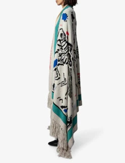 Zadig & Voltaire Colorado Dancing Skeleton-motif Cashmere Poncho -Women Clothing Store R04093866 MASTIC ALT02
