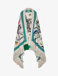 Zadig & Voltaire Colorado Dancing Skeleton-motif Cashmere Poncho