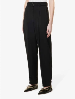Joseph Drew Tapered-leg High-rise Stretch-woven Trousers -Women Clothing Store R04095198 BLACK ALT02
